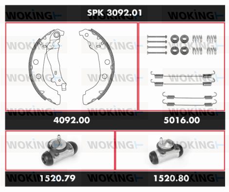 WOKING Комплект тормозов, барабанный тормозной механизм SPK 3092.01