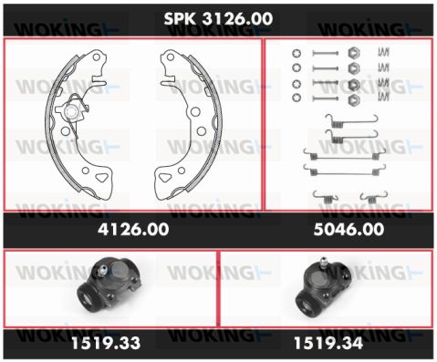 WOKING Pidurikomplekt,trummelpidur SPK 3126.00