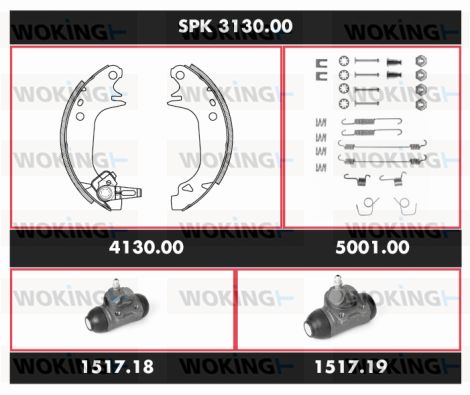 WOKING Комплект тормозов, барабанный тормозной механизм SPK 3130.00