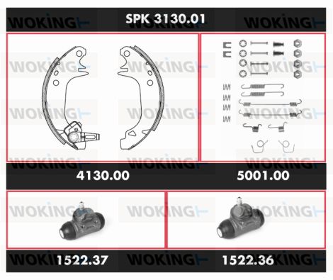 WOKING Комплект тормозов, барабанный тормозной механизм SPK 3130.01