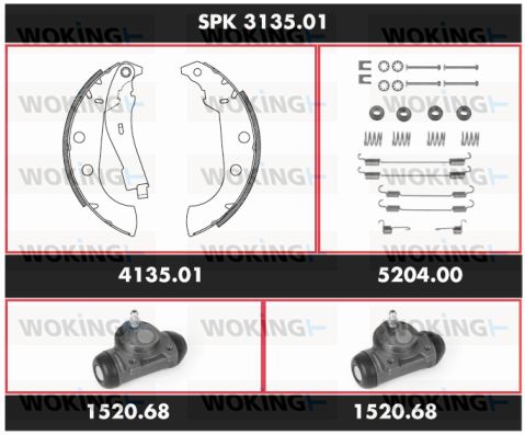 WOKING Комплект тормозов, барабанный тормозной механизм SPK 3135.01