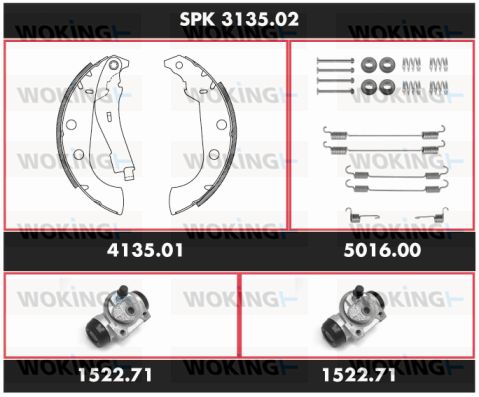 WOKING Комплект тормозов, барабанный тормозной механизм SPK 3135.02