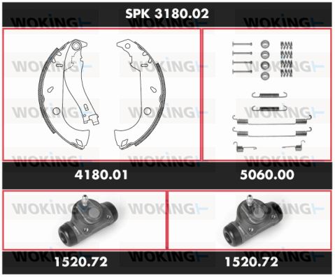 WOKING Pidurikomplekt,trummelpidur SPK 3180.02