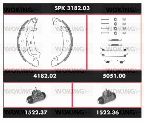 WOKING Pidurikomplekt,trummelpidur SPK 3182.03