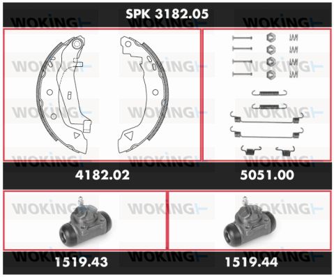 WOKING Комплект тормозов, барабанный тормозной механизм SPK 3182.05