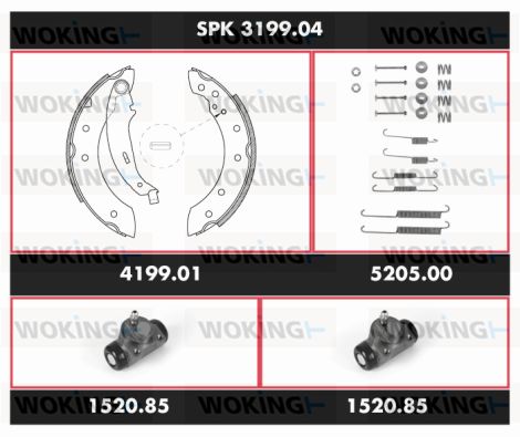 WOKING Pidurikomplekt,trummelpidur SPK 3199.04