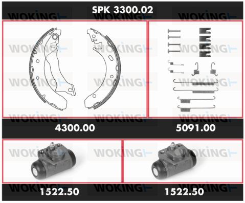 WOKING Комплект тормозов, барабанный тормозной механизм SPK 3300.02