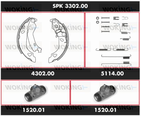 WOKING Pidurikomplekt,trummelpidur SPK 3302.00