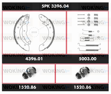 WOKING Комплект тормозов, барабанный тормозной механизм SPK 3396.04