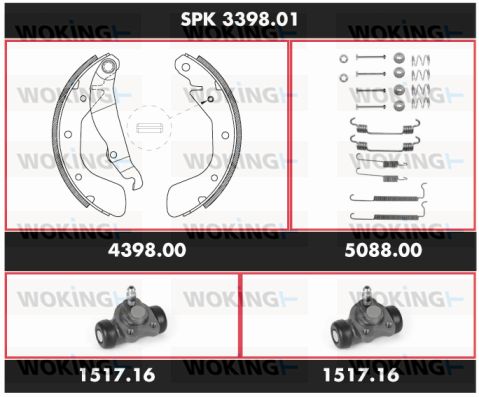 WOKING Комплект тормозов, барабанный тормозной механизм SPK 3398.01