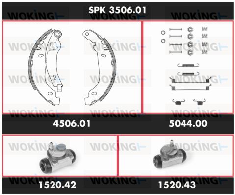 WOKING Комплект тормозов, барабанный тормозной механизм SPK 3506.01