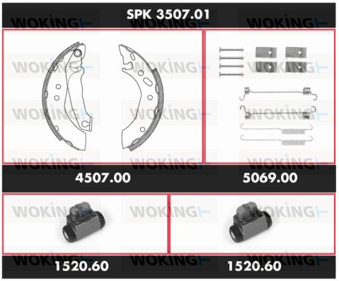 WOKING Комплект тормозов, барабанный тормозной механизм SPK 3507.01