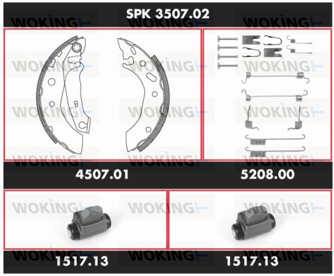 WOKING Комплект тормозов, барабанный тормозной механизм SPK 3507.02