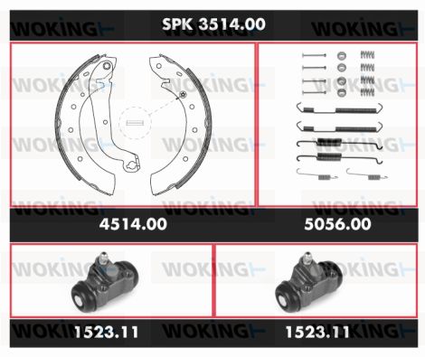 WOKING Комплект тормозов, барабанный тормозной механизм SPK 3514.00