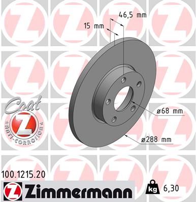ZIMMERMANN Тормозной диск 100.1215.20