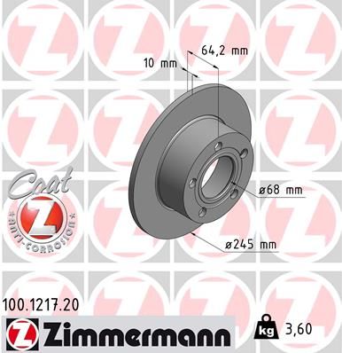 ZIMMERMANN Тормозной диск 100.1217.20