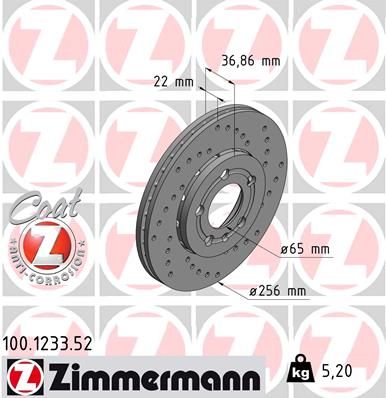 ZIMMERMANN Тормозной диск 100.1233.52