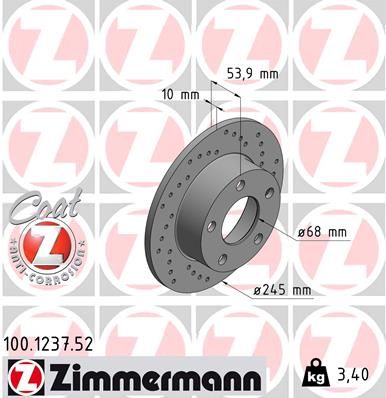 ZIMMERMANN Тормозной диск 100.1237.52