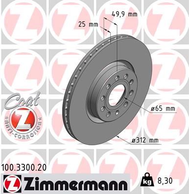 ZIMMERMANN Тормозной диск 100.3300.20
