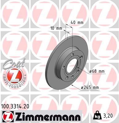 ZIMMERMANN Тормозной диск 100.3314.20