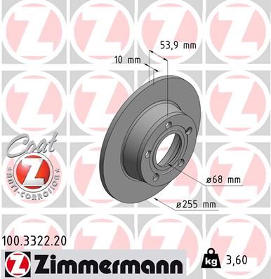 ZIMMERMANN Тормозной диск 100.3322.20