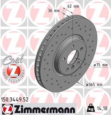 ZIMMERMANN Тормозной диск 150.3449.52