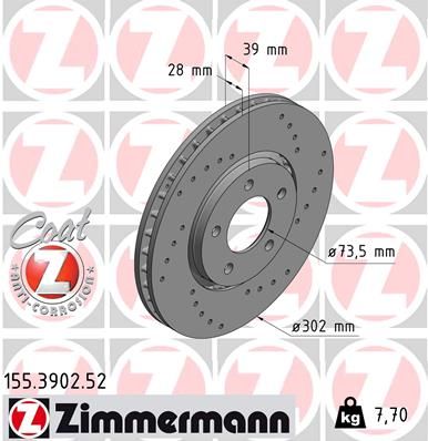ZIMMERMANN Тормозной диск 155.3902.52