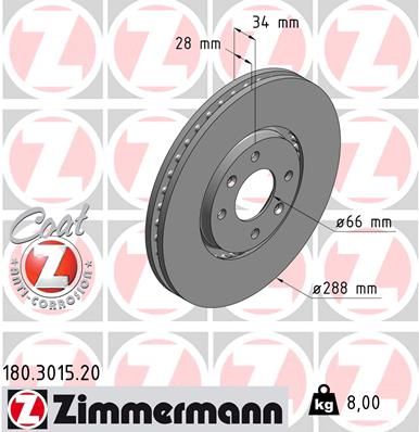 ZIMMERMANN Тормозной диск 180.3015.20