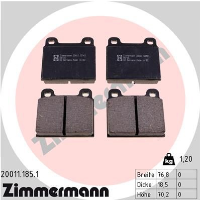 ZIMMERMANN Комплект тормозных колодок, дисковый тормоз 20011.185.1