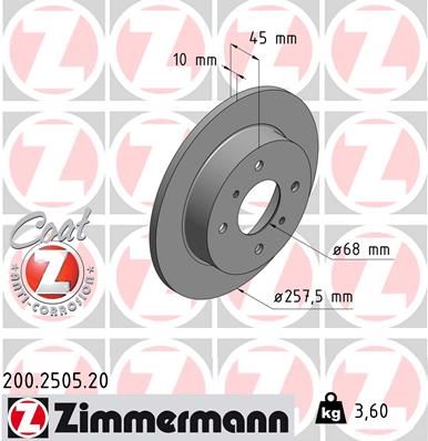 ZIMMERMANN Тормозной диск 200.2505.20