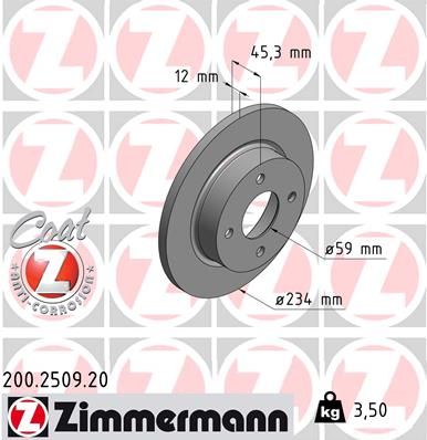 ZIMMERMANN Тормозной диск 200.2509.20
