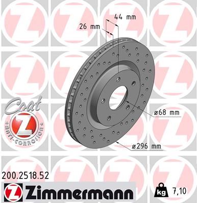 ZIMMERMANN Тормозной диск 200.2518.52