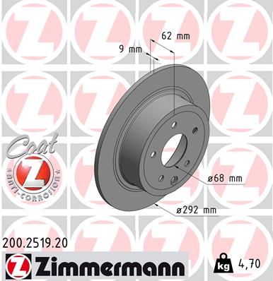 ZIMMERMANN Тормозной диск 200.2519.20