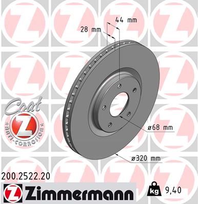 ZIMMERMANN Тормозной диск 200.2522.20
