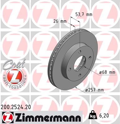 ZIMMERMANN Тормозной диск 200.2524.20