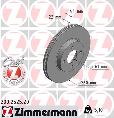 ZIMMERMANN Тормозной диск 200.2525.20