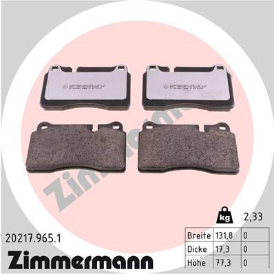 ZIMMERMANN Комплект тормозных колодок, дисковый тормоз 20217.965.1