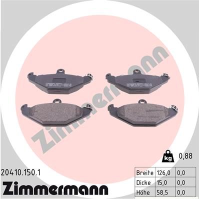 ZIMMERMANN Комплект тормозных колодок, дисковый тормоз 20410.150.1