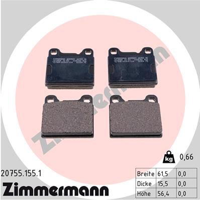 ZIMMERMANN Комплект тормозных колодок, дисковый тормоз 20755.155.1