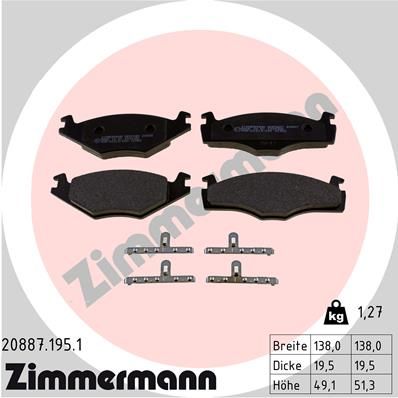 ZIMMERMANN Комплект тормозных колодок, дисковый тормоз 20887.195.1