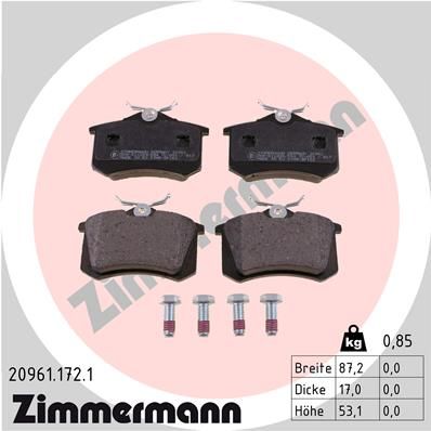 ZIMMERMANN Комплект тормозных колодок, дисковый тормоз 20961.172.1