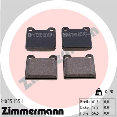 ZIMMERMANN Комплект тормозных колодок, дисковый тормоз 21035.155.1