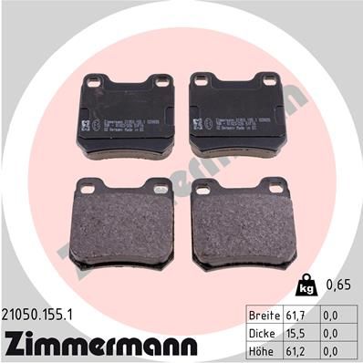 ZIMMERMANN Комплект тормозных колодок, дисковый тормоз 21050.155.1