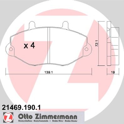 ZIMMERMANN Комплект тормозных колодок, дисковый тормоз 21469.190.1