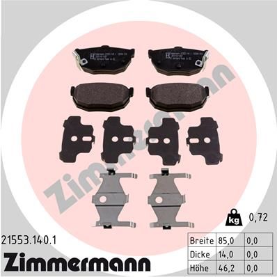 ZIMMERMANN Комплект тормозных колодок, дисковый тормоз 21553.140.1