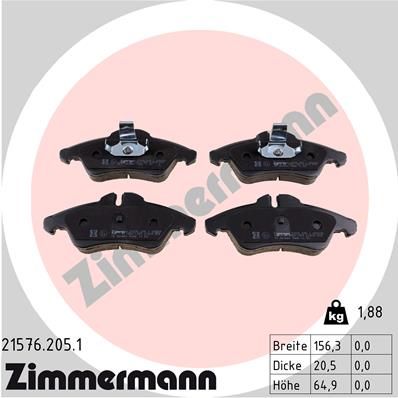 ZIMMERMANN Комплект тормозных колодок, дисковый тормоз 21576.205.1