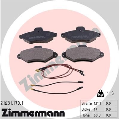 ZIMMERMANN Комплект тормозных колодок, дисковый тормоз 21631.170.1