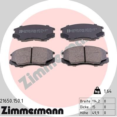 ZIMMERMANN Комплект тормозных колодок, дисковый тормоз 21650.150.1