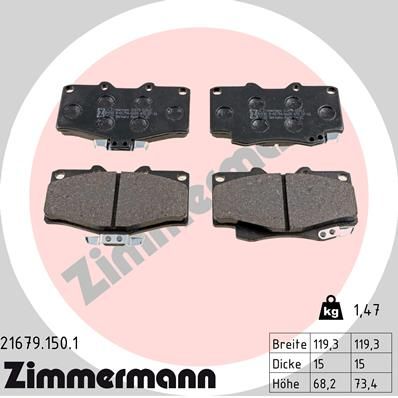 ZIMMERMANN Piduriklotsi komplekt,ketaspidur 21679.150.1