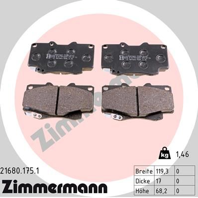 ZIMMERMANN Piduriklotsi komplekt,ketaspidur 21680.175.1